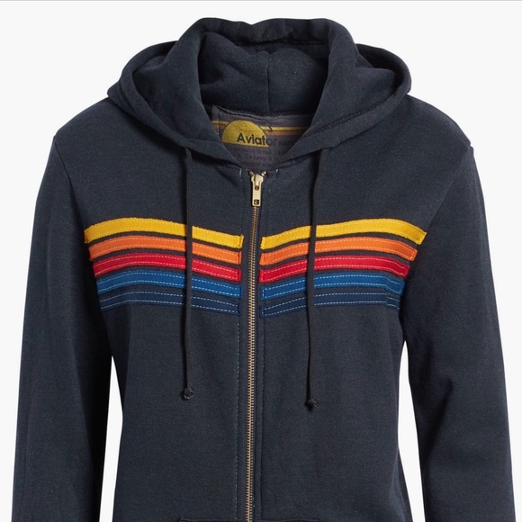 Aviator Nation Tops - Aviator Nation Women's Hoodie 5 stripe hoodie. Size s. Charcoal gray.